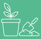 Photo of flower pot and garden shovel